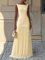 Eliza Collection | Sleeveless Maxi Dress with Pleated Skirt | Elegant Long Dress for Women