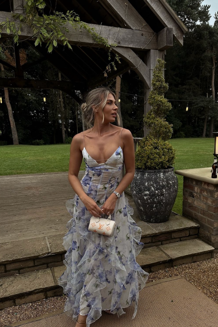 Eloise Collection | Women's Floral Maxi Dress with Cut-Outs | Elegant Summer Dress for Garden Events