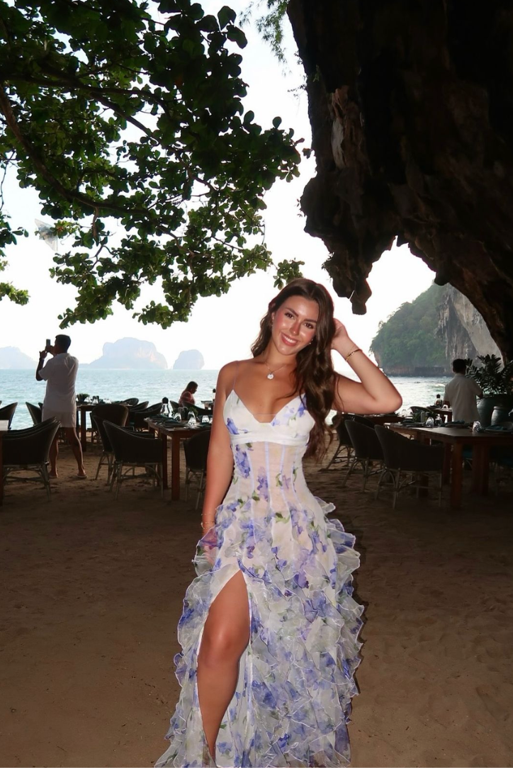 Eloise Collection | Women's Floral Maxi Dress with Cut-Outs | Elegant Summer Dress for Garden Events