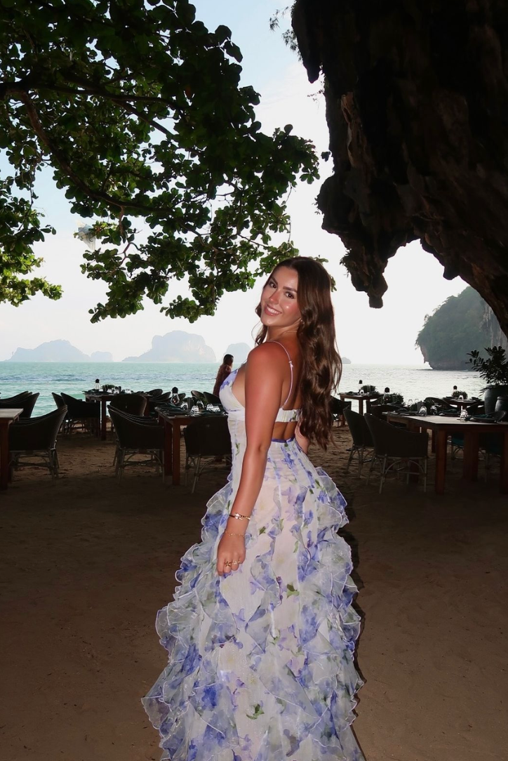 Eloise Collection | Women's Floral Maxi Dress with Cut-Outs | Elegant Summer Dress for Garden Events