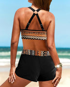 Estelle | High Waisted Bikini Set with Tummy Control & Geometric Print | Flattering Design for Beach Confidence