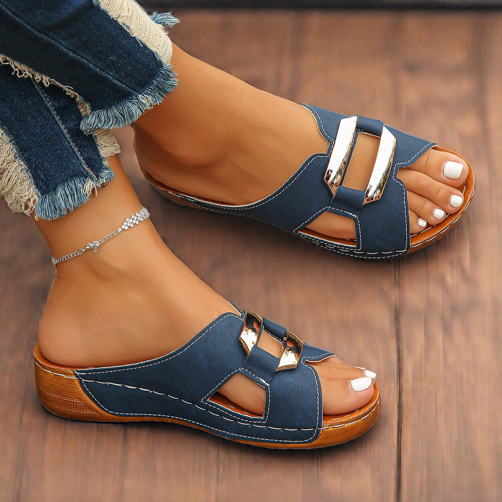 Everly Collection | Women's Sandals with Adjustable Buckle | Cushioned Footbed for All-Day Comfort