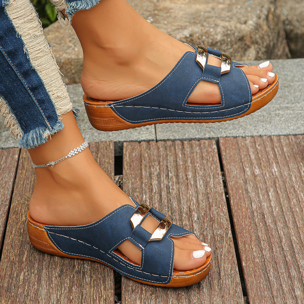 Everly Collection | Women's Sandals with Adjustable Buckle | Cushioned Footbed for All-Day Comfort
