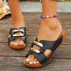 Everly Collection | Women's Sandals with Adjustable Buckle | Cushioned Footbed for All-Day Comfort