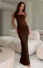Felicia Collection | Long Black Dress with Adjustable Straps | Elegant Lace Design for Effortless Sophistication