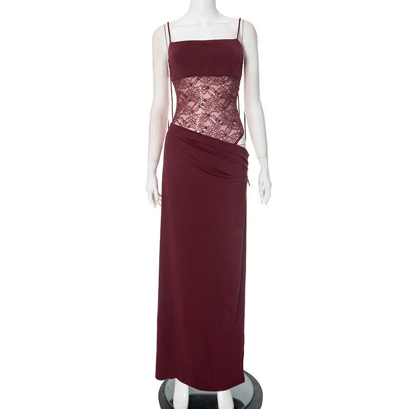 Felicia Collection | Long Black Dress with Adjustable Straps | Elegant Lace Design for Effortless Sophistication
