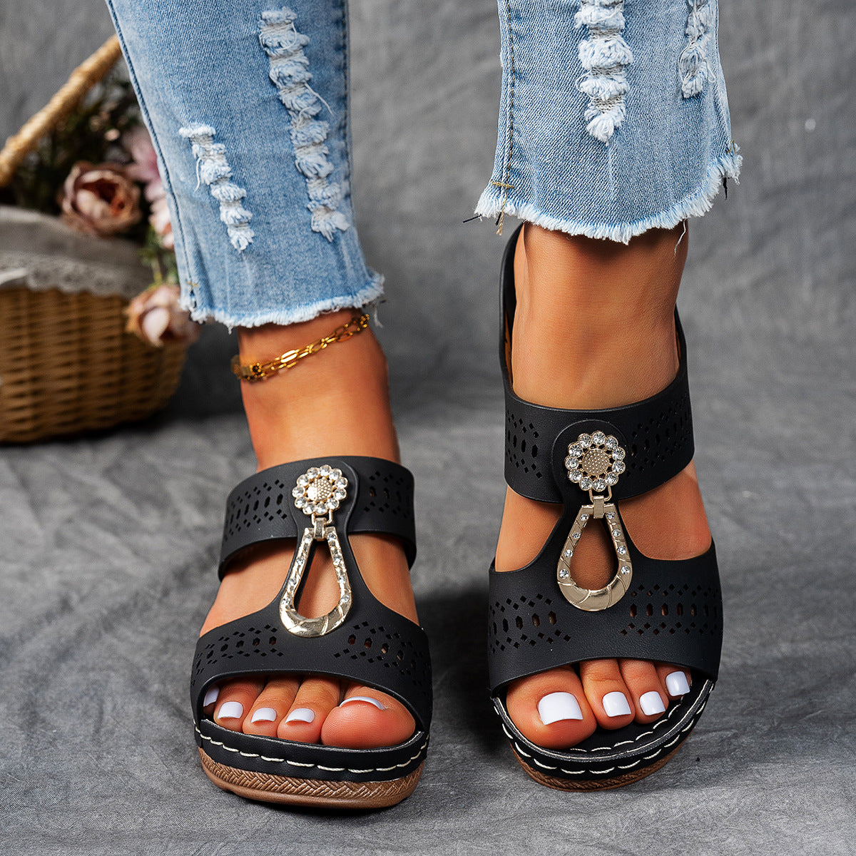 Finley | Women's Sandals with Rhinestone Accents | Orthopedic Support for All-Day Comfort