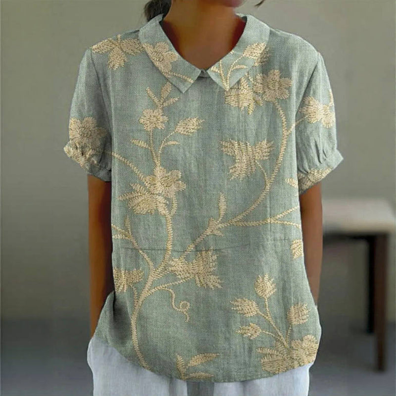 Floral Print Blouse | Women's Summer Top with Short Sleeves & Stylish Design for Warm Days 1