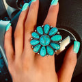 Floriana Collection | Flower Ring in Turquoise Alloy with Elegant Design | Versatile Jewelry for Any Occasion 0