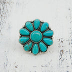 Floriana Collection | Flower Ring in Turquoise Alloy with Elegant Design | Versatile Jewelry for Any Occasion 2