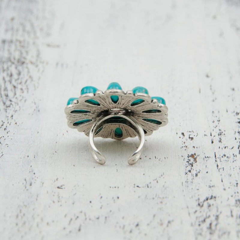 Floriana Collection | Flower Ring in Turquoise Alloy with Elegant Design | Versatile Jewelry for Any Occasion 4
