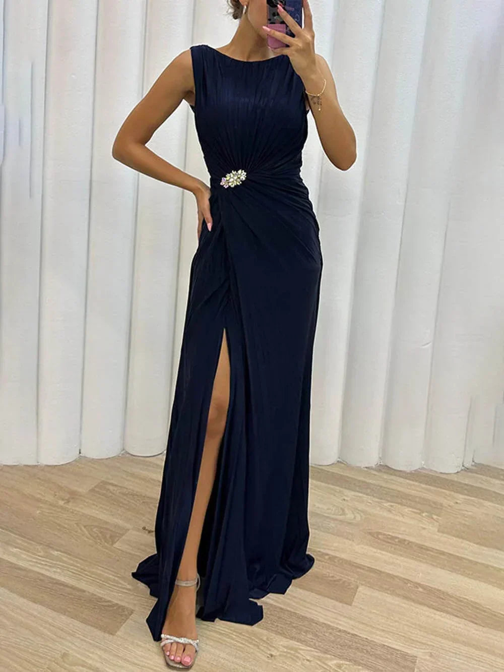 Freesia | Women's Maxi Dress with Pleated Flowing Design | Perfect for Weddings and Formal Events
