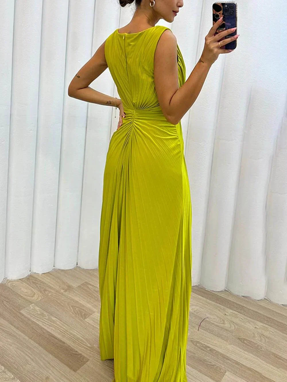 Freesia | Women's Maxi Dress with Pleated Flowing Design | Perfect for Weddings and Formal Events