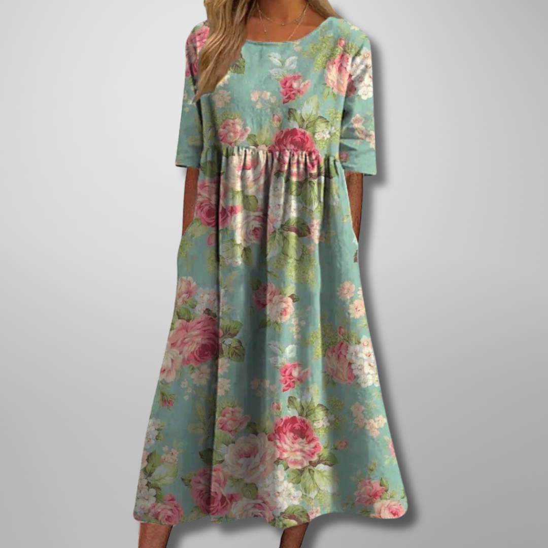 Gail Collection | Women's Floral Midi Dress with Flowing Cut | Effortless Elegance for Everyday Wear