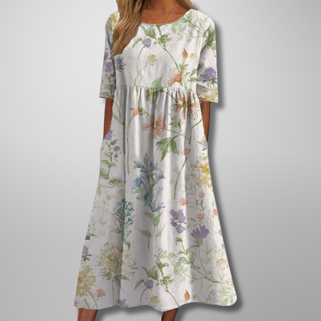 Gail Collection | Women's Floral Midi Dress with Flowing Cut | Effortless Elegance for Everyday Wear