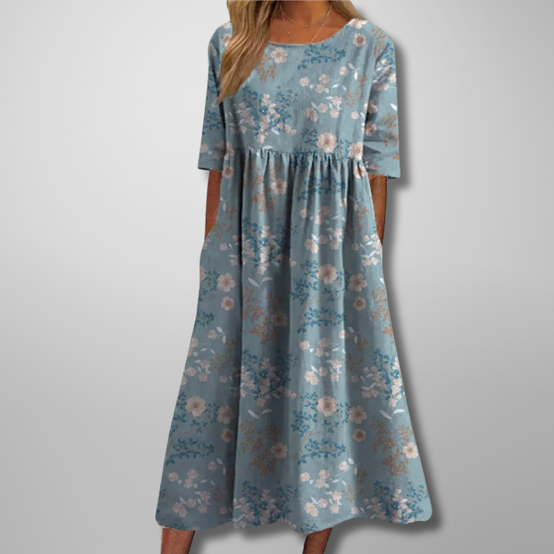 Gail Collection | Women's Floral Midi Dress with Flowing Cut | Effortless Elegance for Everyday Wear