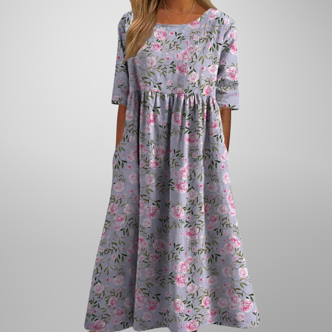 Gail Collection | Women's Floral Midi Dress with Flowing Cut | Effortless Elegance for Everyday Wear