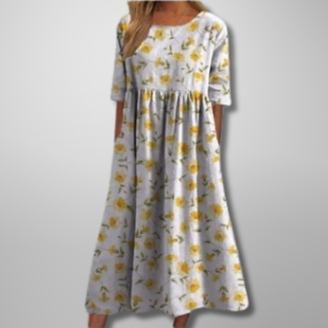 Gail Collection | Women's Floral Midi Dress with Flowing Cut | Effortless Elegance for Everyday Wear