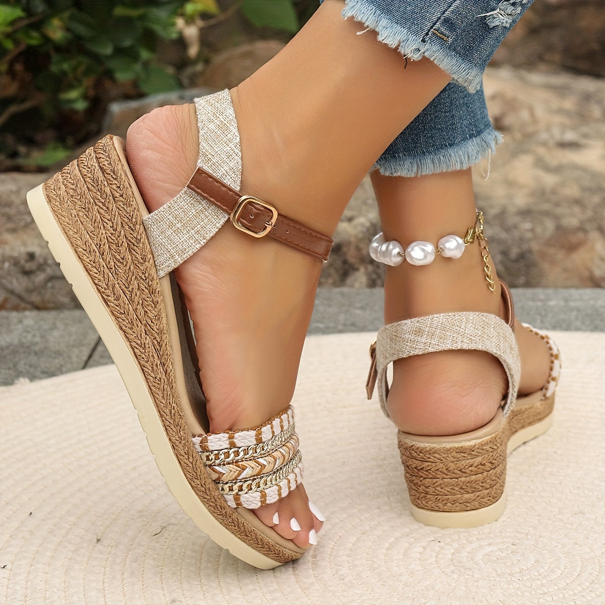 Garnet Collection | Women's Sandals with Cushioned Wedge & Adjustable Straps | Boho Style for All-Day Comfort