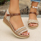 Garnet Collection | Women's Sandals with Cushioned Wedge & Adjustable Straps | Boho Style for All-Day Comfort