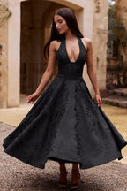 Genevieve™ | Women's Maxi Dress with Flared Skirt & Halterneck Design | Elegant Summer Dress for Celebrations