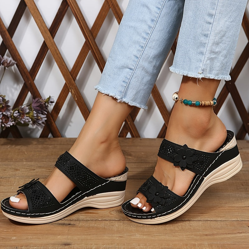 Heath Collection | Women's Slides with Cushioned Comfort | Elegant Floral Design for All-Day Style