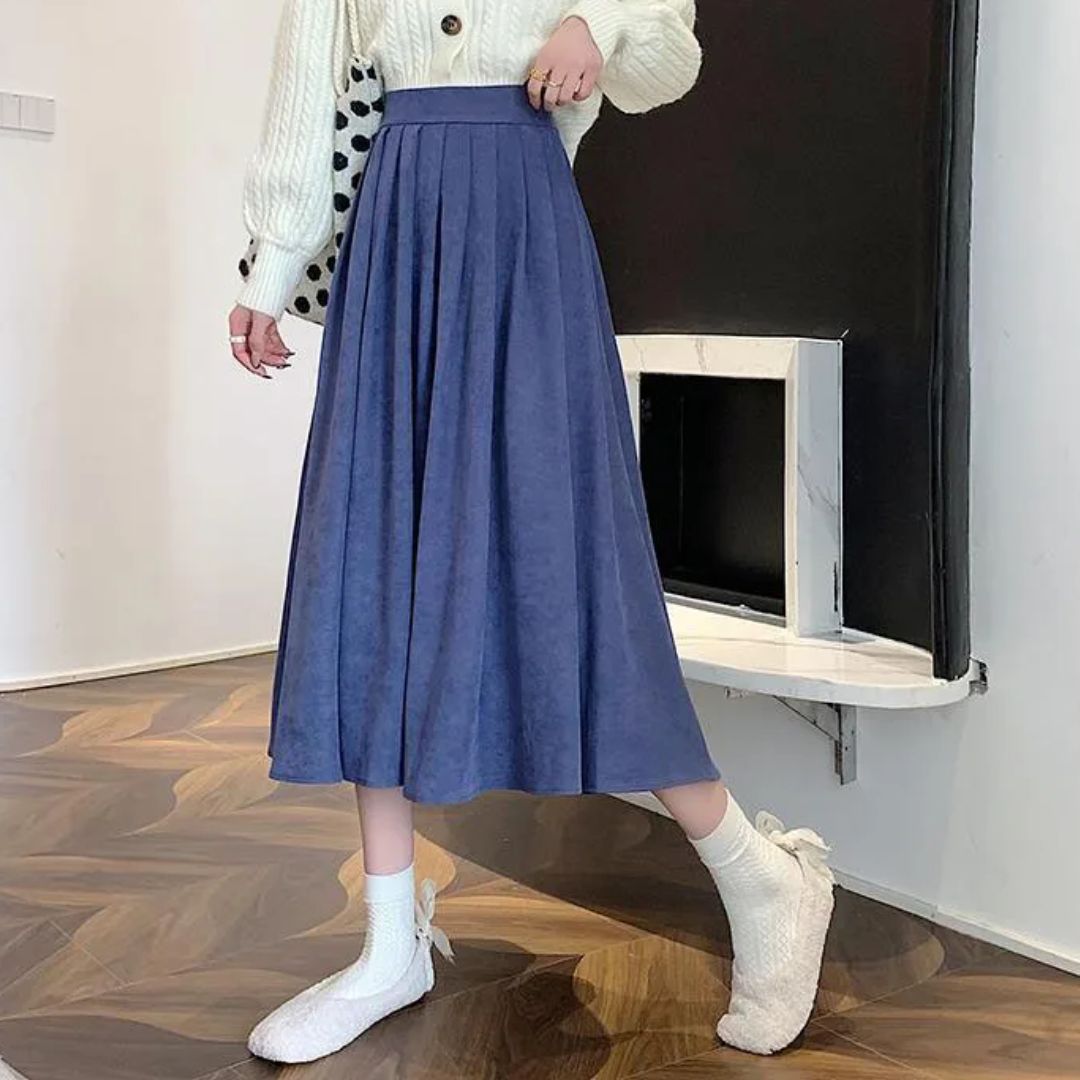 High-Waisted Pleated Midi Skirt for Women in A-Line Style - Versatile Wardrobe Essential 5