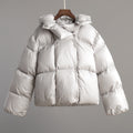 Hooded Black Puffer Jacket for Women | Insulated Winter Coat with Cropped Design 0