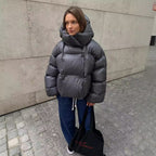 Hooded Black Puffer Jacket for Women | Insulated Winter Coat with Cropped Design 2