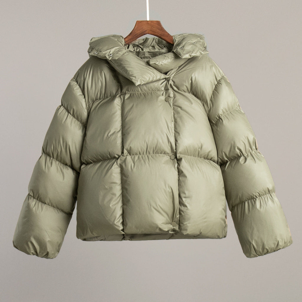 Hooded Black Puffer Jacket for Women | Insulated Winter Coat with Cropped Design 3