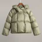 Hooded Black Puffer Jacket for Women | Insulated Winter Coat with Cropped Design 3