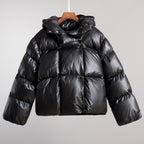 Hooded Black Puffer Jacket for Women | Insulated Winter Coat with Cropped Design 4
