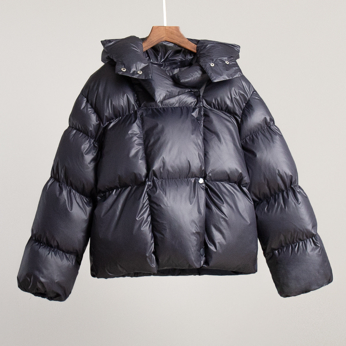 Hooded Black Puffer Jacket for Women | Insulated Winter Coat with Cropped Design 5