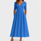 Ida Collection | Elegant Midi Dress with Sleeves & Side Pockets | Stylish Comfort for Everyday Wear