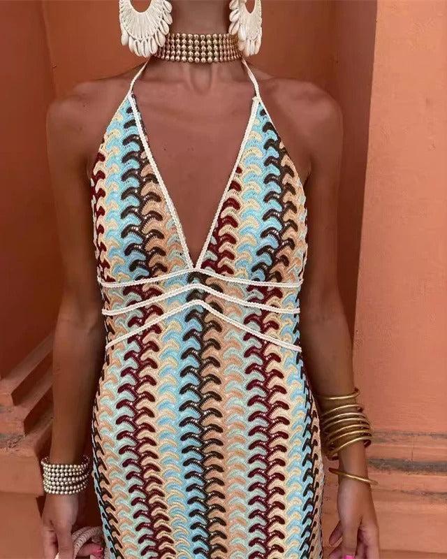 Iris Collection | Women's Dress with Crochet Design | Breezy Summer Tunic for Beach Elegance