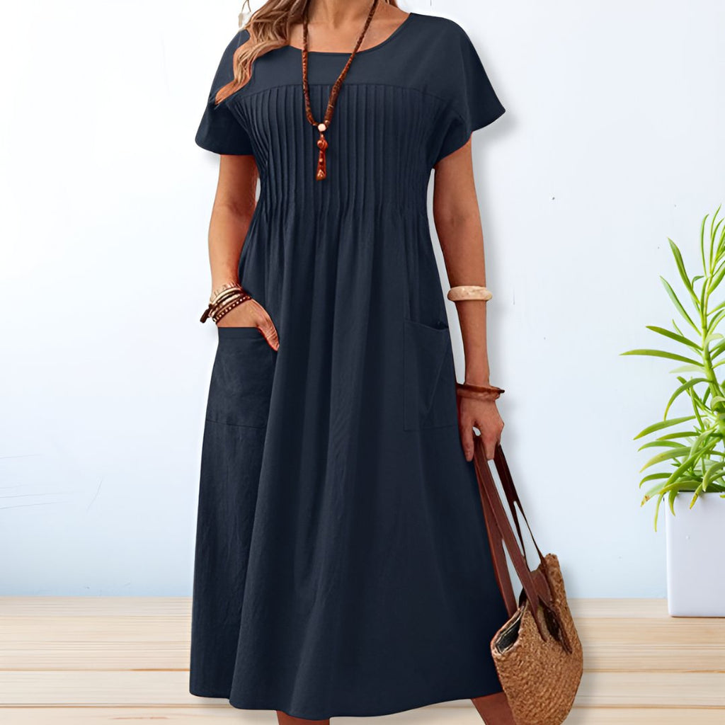 Jacqueline Collection | Women's Dress with Airy Comfort & Pockets | Flattering Mid-Length Design for Effortless Style