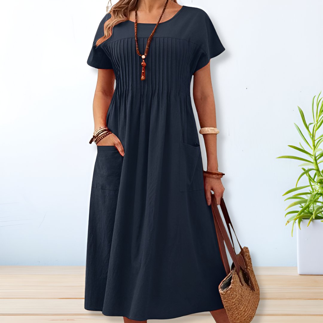 Jacqueline Collection | Women's Dress with Airy Comfort & Pockets | Flattering Mid-Length Design for Effortless Style