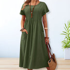 Jacqueline Collection | Women's Dress with Airy Comfort & Pockets | Flattering Mid-Length Design for Effortless Style