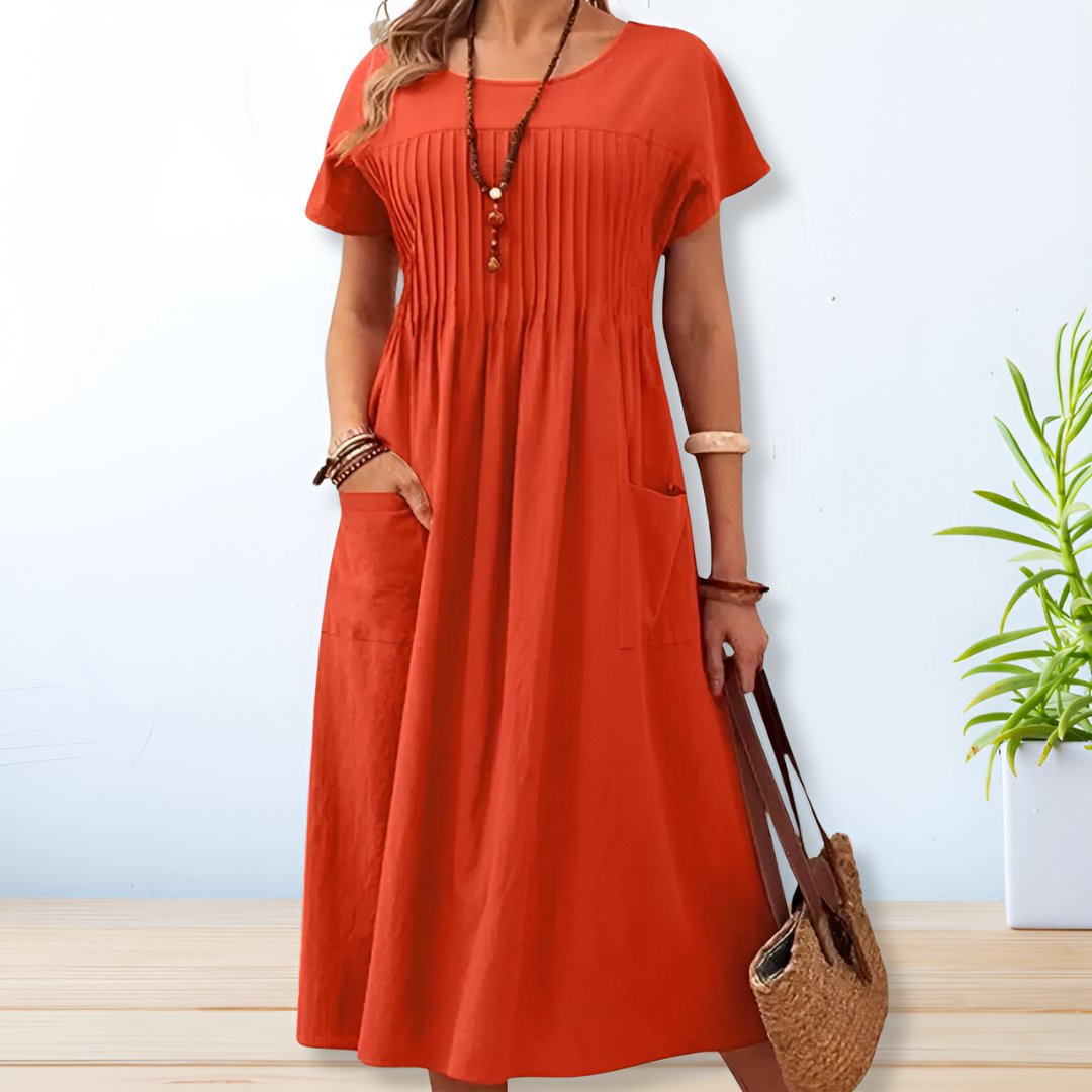 Jacqueline Collection | Women's Dress with Airy Comfort & Pockets | Flattering Mid-Length Design for Effortless Style