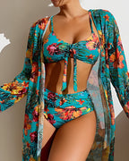 Juanita Collection | High Waisted Bikini Set with Tropical Print | Flattering Design for Confident Beach Days
