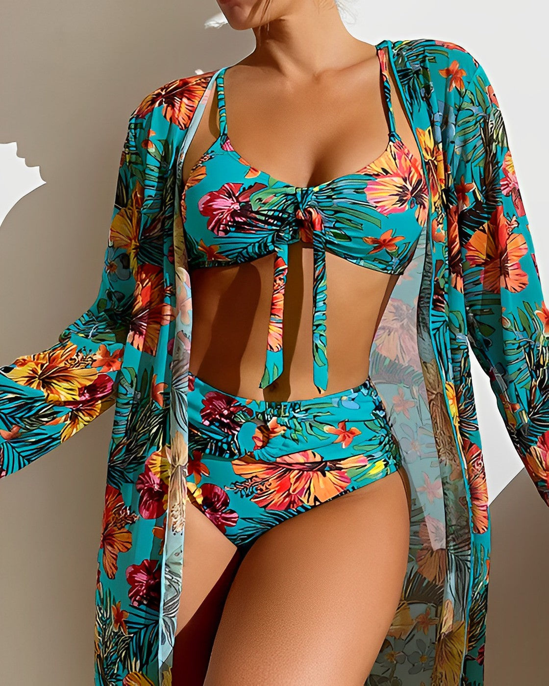 Juanita Collection | High Waisted Bikini Set with Tropical Print | Flattering Design for Confident Beach Days