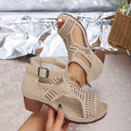 Juliette Collection | Women's Sandals with Cushioned Block Heel | Chic Cutout Design for All-Day Comfort