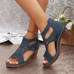 Juliette Collection | Women's Sandals with Cushioned Block Heel | Chic Cutout Design for All-Day Comfort