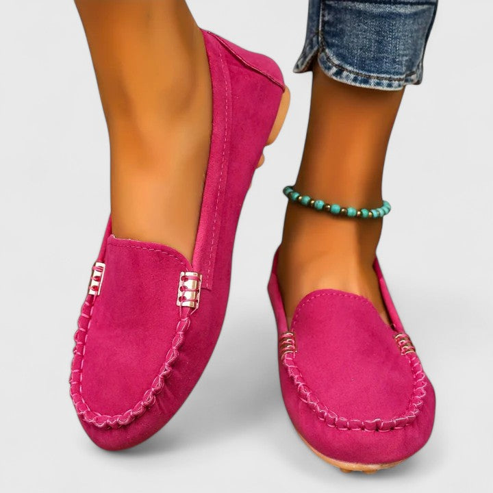 Karlene Collection | Black Loafers for Women with Metal Accents | Comfortable Slip-Ons for All-Day Wear