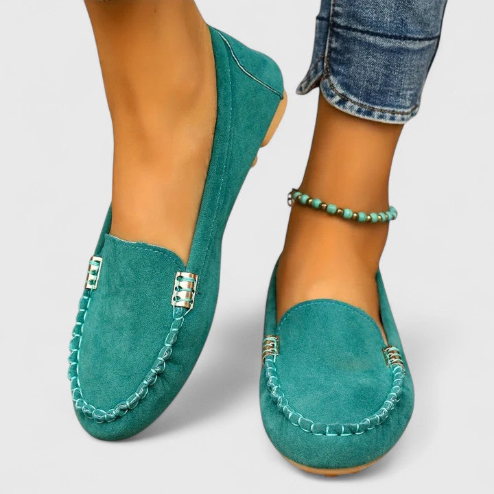 Karlene Collection | Black Loafers for Women with Metal Accents | Comfortable Slip-Ons for All-Day Wear