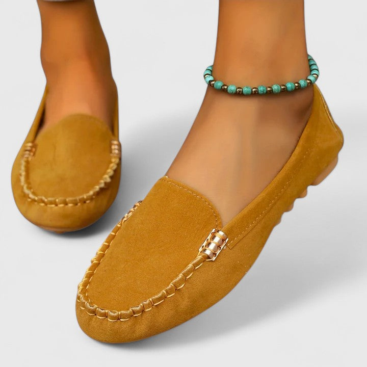 Karlene Collection | Black Loafers for Women with Metal Accents | Comfortable Slip-Ons for All-Day Wear