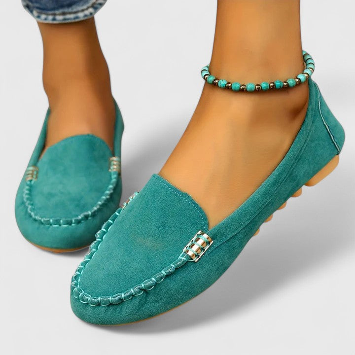 Karlene Collection | Black Loafers for Women with Metal Accents | Comfortable Slip-Ons for All-Day Wear