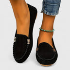Karlene Collection | Black Loafers for Women with Metal Accents | Comfortable Slip-Ons for All-Day Wear