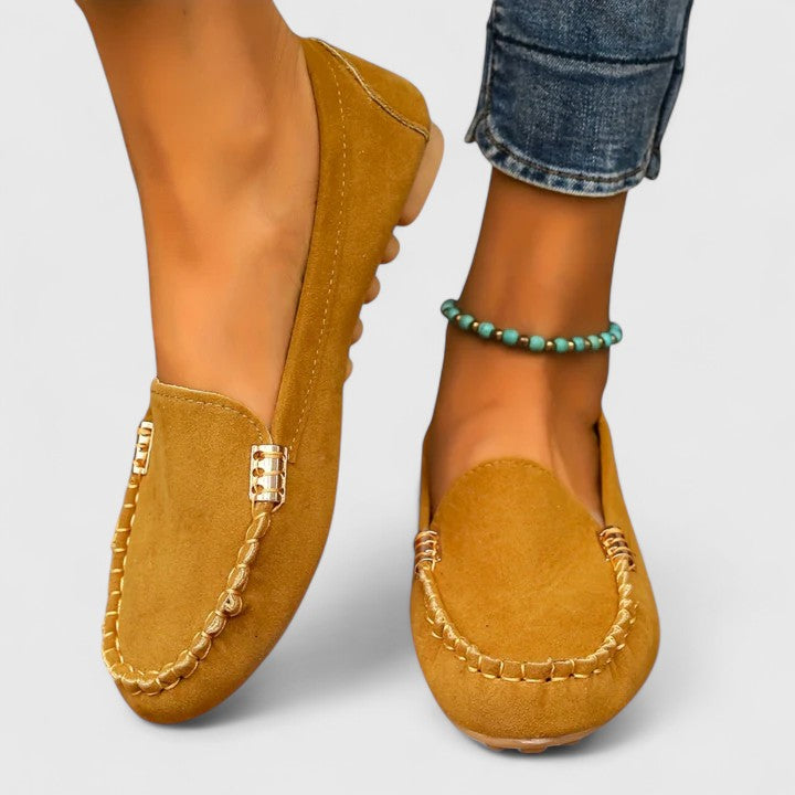 Karlene Collection | Black Loafers for Women with Metal Accents | Comfortable Slip-Ons for All-Day Wear