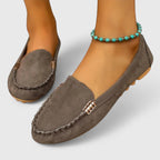 Karlene Collection | Black Loafers for Women with Metal Accents | Comfortable Slip-Ons for All-Day Wear